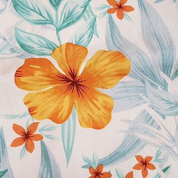 🔺️Hula Doll White & Teal Floral Print Silk Skirt Large - Picture 4 of 9